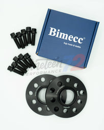 Bimecc wheel spacer kit for Mercedes E-Class E43 E53 E63 2017+ with 5x112 bolt pattern, displayed on a vehicle.