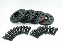 BIMECC MMX performance stance kit with wheel spacers for BMW M135i and M140i, 2012-2019, showing installed spacers on wheels.