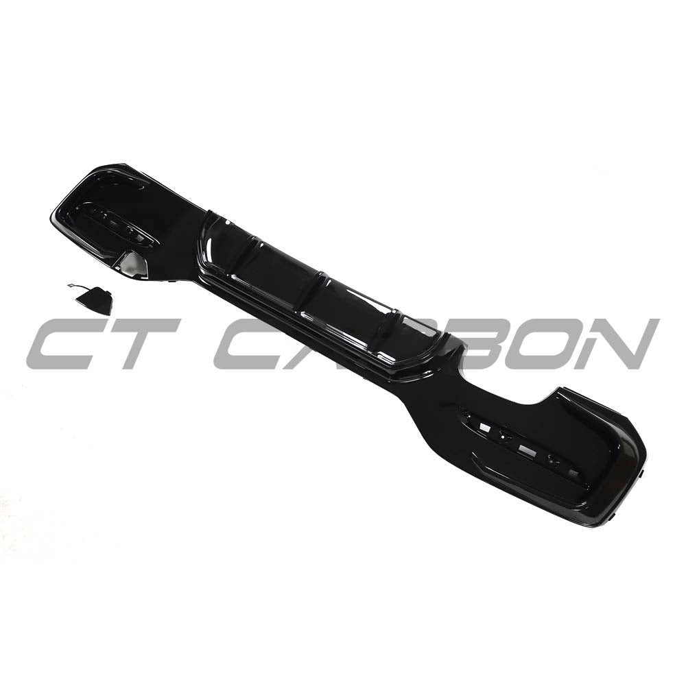 BMW F20/F21 1 Series LCI twin left gloss black diffuser kit by CT Carbon, featuring sleek aerodynamic design and high-quality finish.