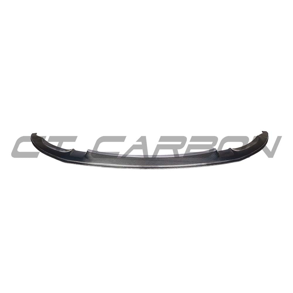 BMW M3 M4 F80 F82 F83 carbon fibre splitter by CT Carbon, showcasing sleek aerodynamic design and high-quality construction.