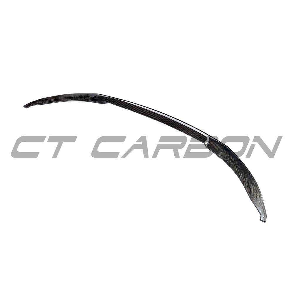BMW M3 M4 F80 F82 F83 carbon fibre splitter by CT Carbon, front aerodynamic splitter with detailed carbon fiber texture.