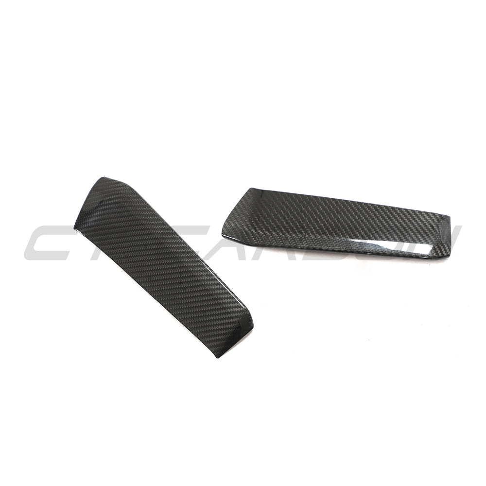 Carbon fibre front bumper corners for Audi RS3 8Y 2022-2024 by CT Carbon, close-up of sleek, lightweight car accessories.
