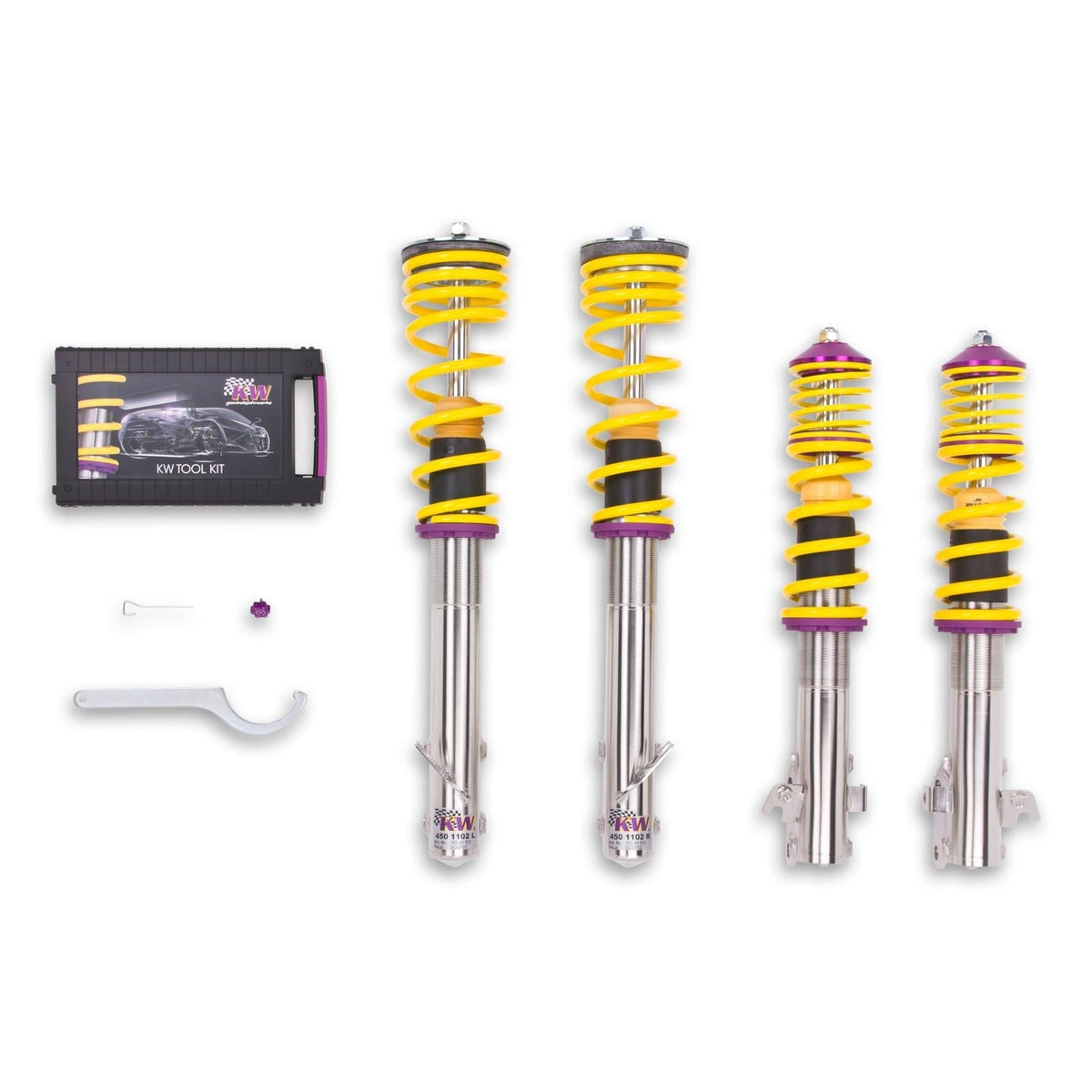KW Suspension coilover kit for BMW Z4 and Toyota MK5 Supra G29 A90 with electronic damper deactivation, featuring adjustable suspension components.