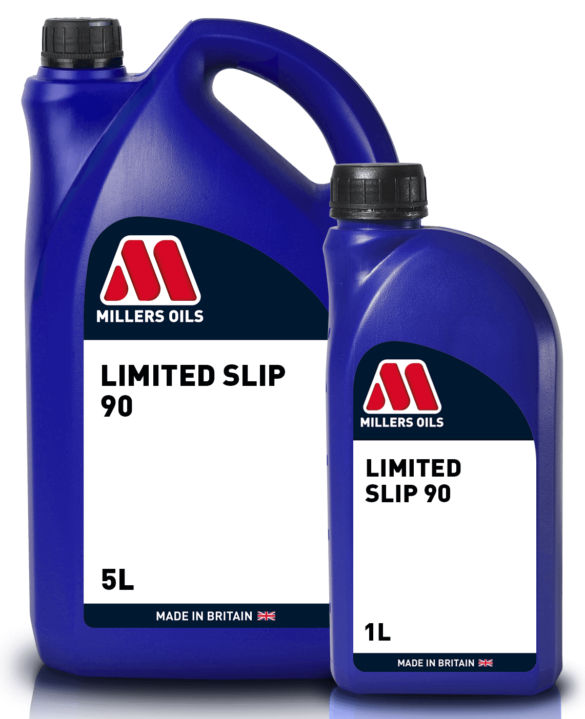 Millers Limited Slip 90 Gear Oil gearbox fluid container, suitable for limited-slip differentials, from Millers Oils.