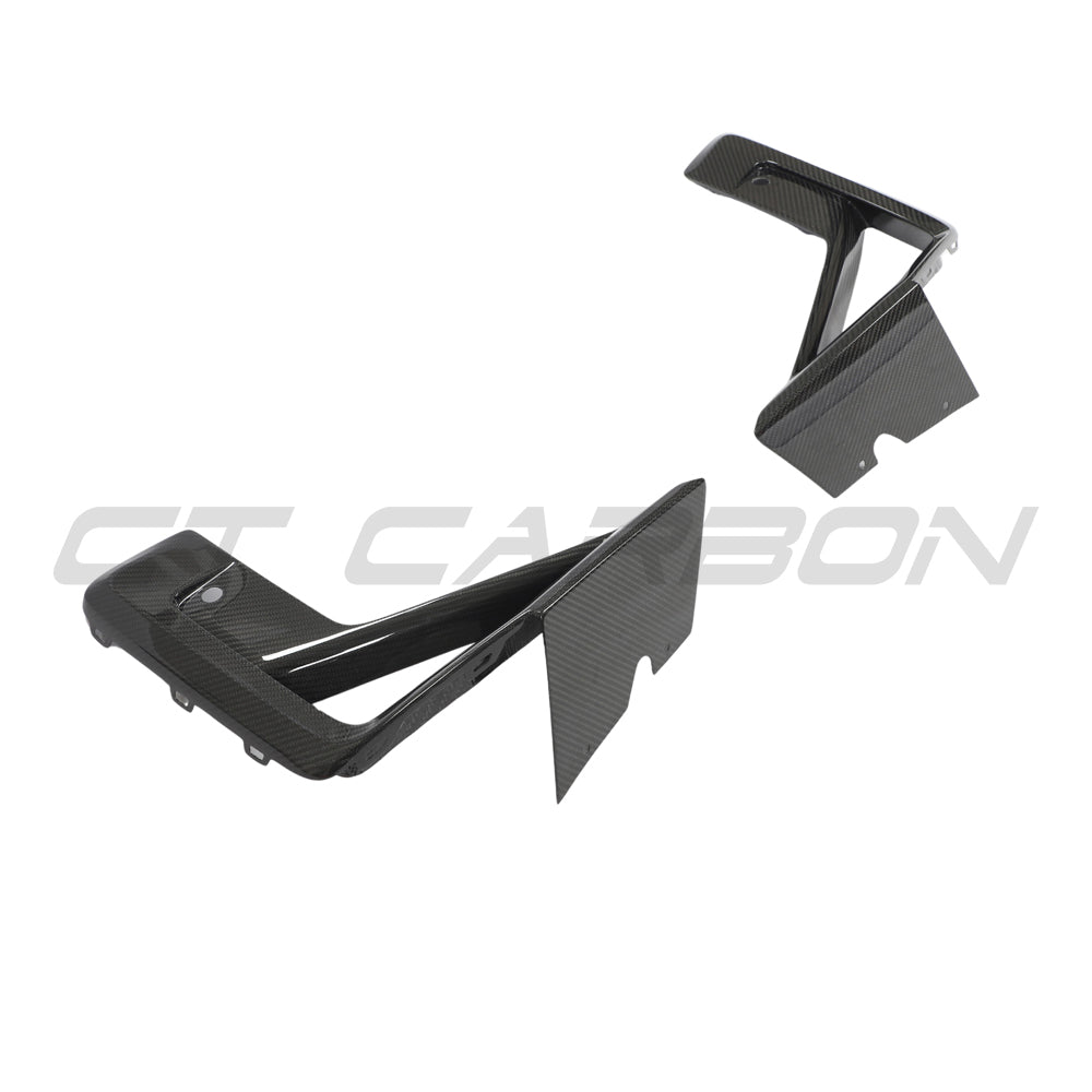 BMW X3M/X4M F97/F98 LCI 2022+ carbon fiber front bumper trim by CT Carbon, showcasing sleek, matte black accessory detail.