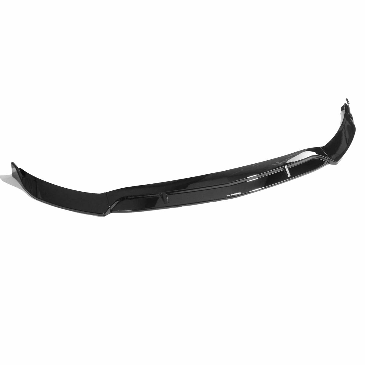 Gloss black splitter for Mercedes CLA-Class AMG-Line C118 2019+ by CT Carbon, showing the sleek aerodynamic design.