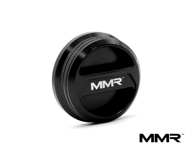 BMW S58 and B48E MMX Performance billet oil filler cap for lowering springs, featuring a sleek, durable design.