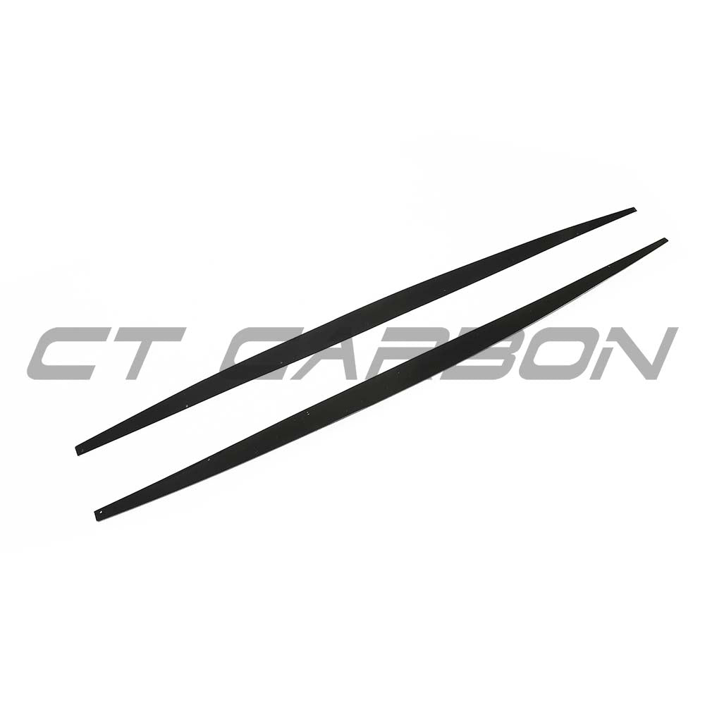 Side view of BMW F20/F21 1 Series LCI twin left gloss black side skirts kit by CT Carbon.