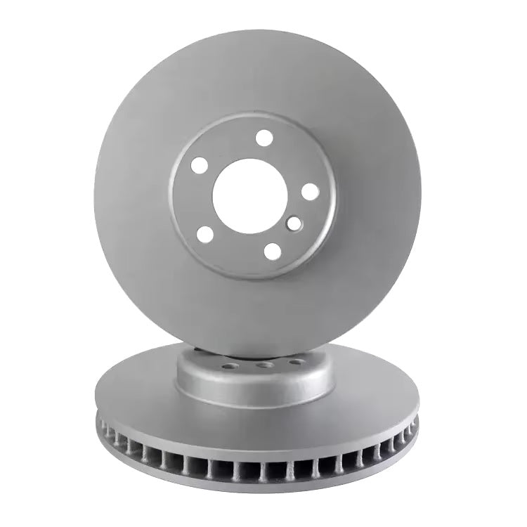 Genuine BMW G Series front brake discs pair, showing clean, vented metal discs with mounting holes for BMW vehicles.