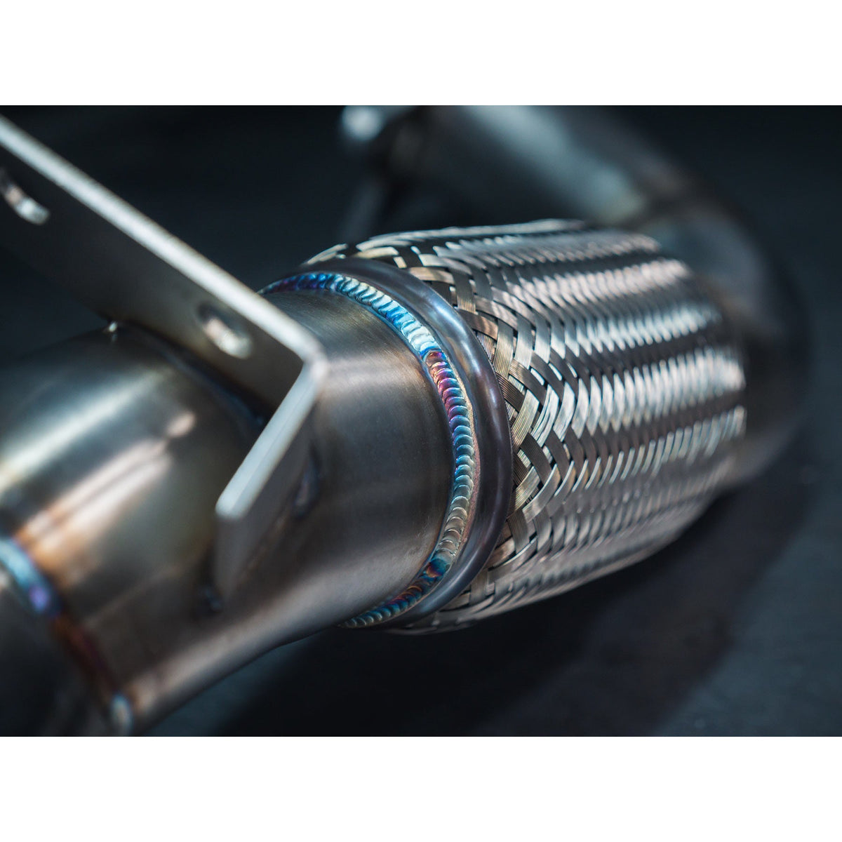 Cobra Sport Audi TTS Mk2 Quattro front downpipe sports cat, high-performance exhaust component with VAG branding.