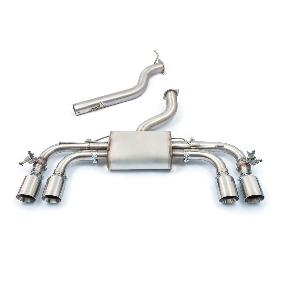 Cobra Sport VW Golf R Mk8 2.0 TSI Race GPF Back Performance Exhaust with valves, black finish, visible exhaust tips