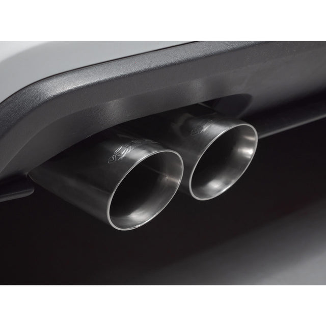 Cobra Sport cat back performance exhaust installed on VW Polo BlueGT 1.4 TSI, showing the exhaust tip and piping.