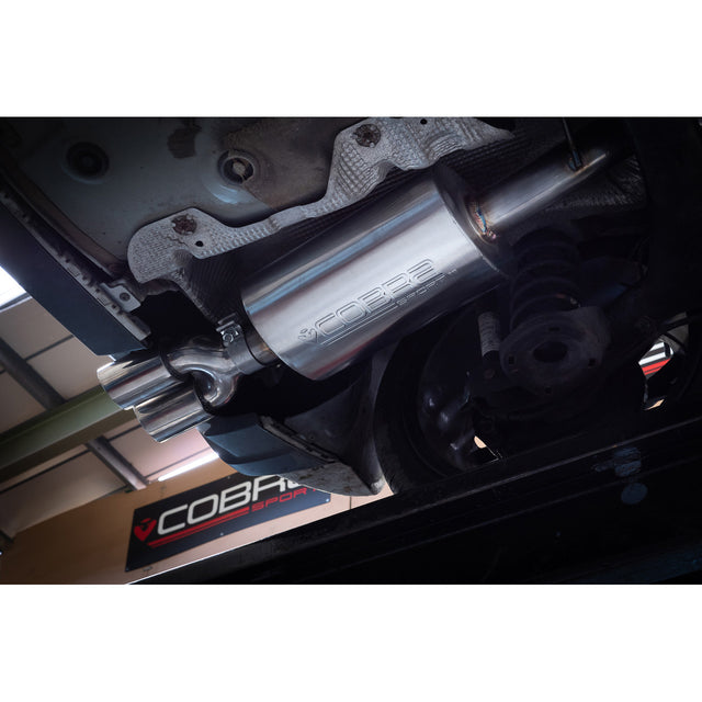 Cobra Sport cat back performance exhaust for VW Polo BlueGT 1.4 TSI (12-13), showing the polished exhaust tip and piping.