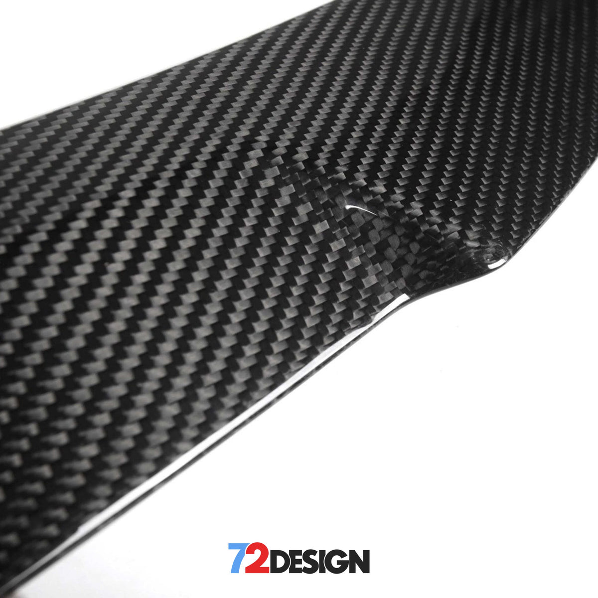 BMW 2 Series F22 gloss carbon fibre performance style spoiler by 72Design, showcasing sleek aerodynamic design and glossy finish.