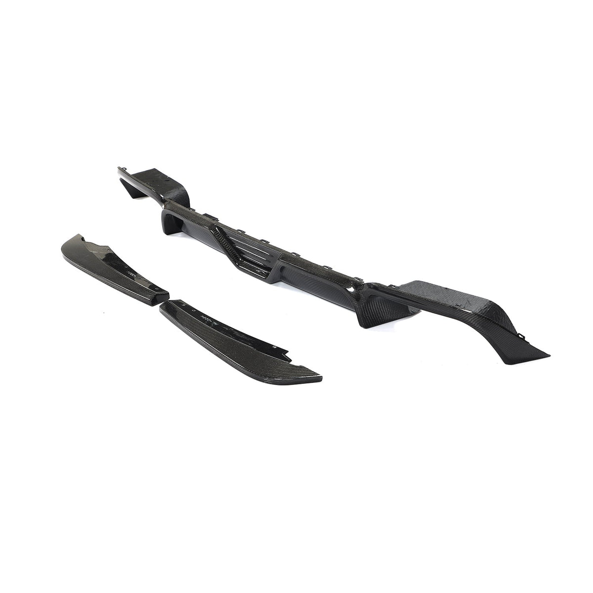 Carbon fiber diffuser for X3M F97 2018-2021, custom-fit by CT Carbon, showcasing sleek, lightweight aerodynamic design.