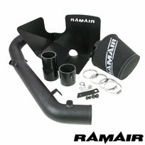 Ramair Ford Focus ST 250 MK3 2.0T induction kit with heat shield, crossover hard pipe, and air filter for 2015+ models.