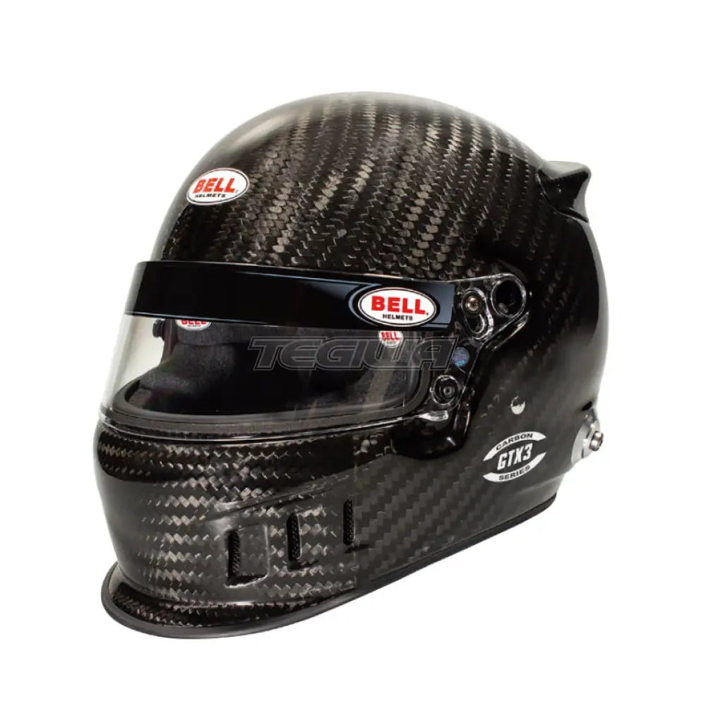 Bell Full Face GTX3 Carbon Helmet with HANS compatibility, FIA8859/SA2020 certified, racing helmet with sleek black finish.