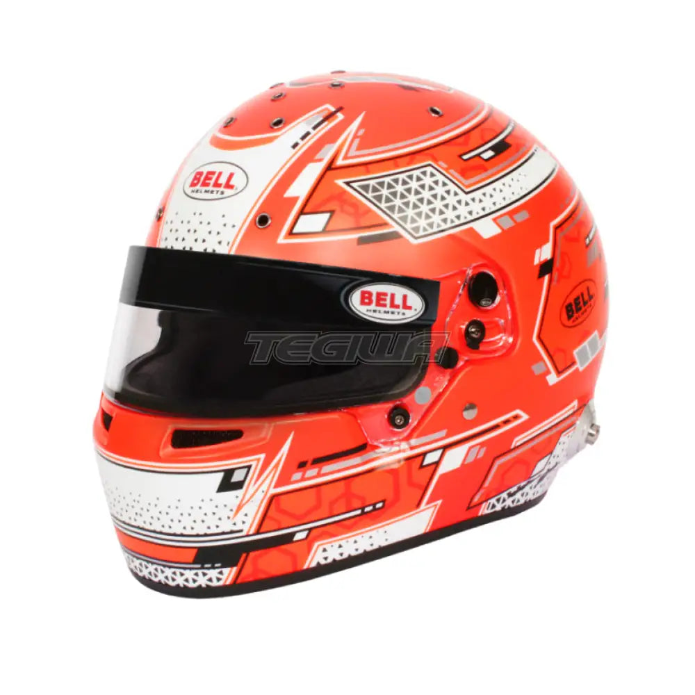 Bell Full Face RS7 Pro Helmet in Stamina Red with HANS compatibility, FIA8859/SA2020 rated, designed for racing safety.