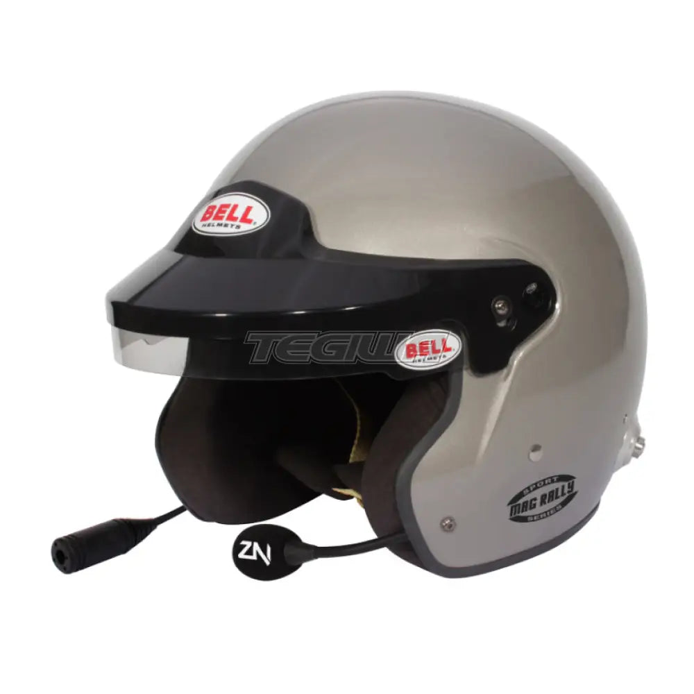 Bell MAG Rally Titanium S Helmet with HANS compatibility, FIA8859-2015 certification, featuring a sleek design and advanced safety features.