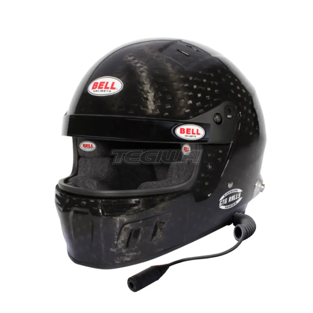 Bell Rally GT6 Carbon Helmet with HANS, FIA8859/SA2020 certification, shown from front with aerodynamic design and ventilation features.