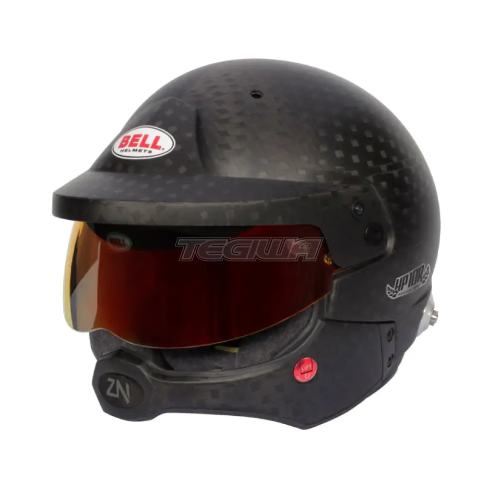 Bell Rally HP10 Carbon Helmet with HANS, FIA8860-2018 certification, sleek black design, racing helmet for high-performance motorsport.