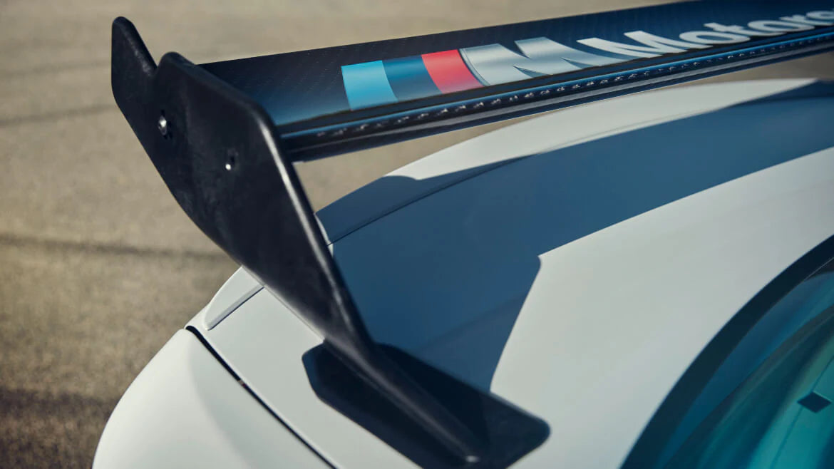 Genuine BMW Motorsport M2 CS Racing rear spoiler showcasing aerodynamic design and high-performance spoiler features.