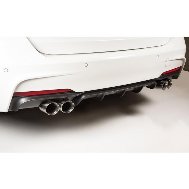 Cobra Sport BMW 320i F30 LCI quad exit M3 style performance exhaust conversion on a BMW 335d F31 touring model.