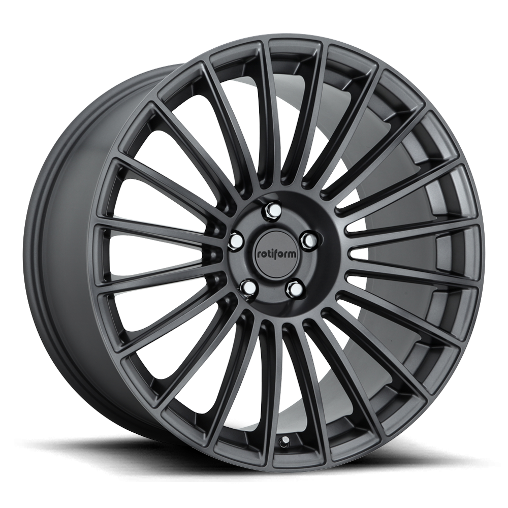 Rotiform BUC wheels in matte anthracite finish, 20x10 size, showcasing a stylish, modern wheel design for custom cars.