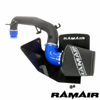 Ramair Ford Focus RS MK3 2.3 EcoBoost induction kit with cone foam air filter, heat shield, and hard pipe for improved airflow.
