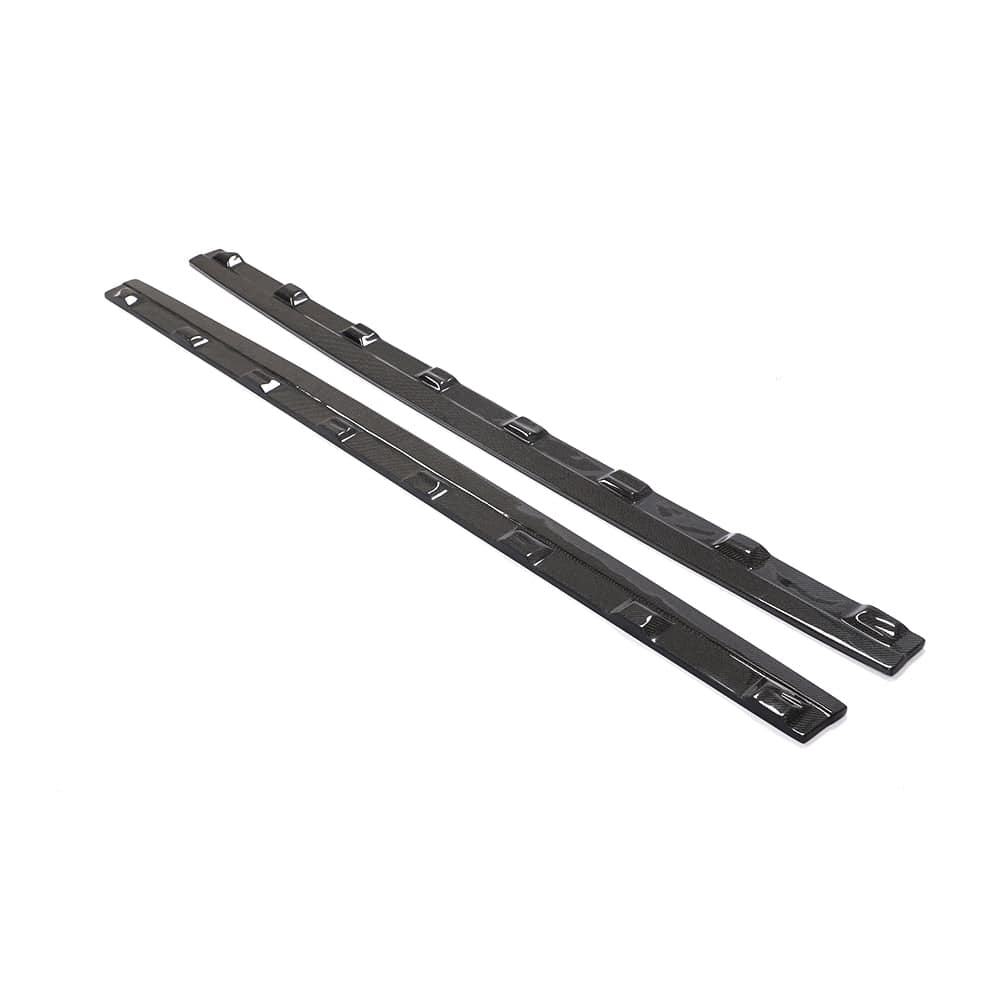 Audi A3 8V facelift carbon fibre side skirts by CT Carbon, featuring sleek, lightweight side skirt design with textured carbon fiber finish.