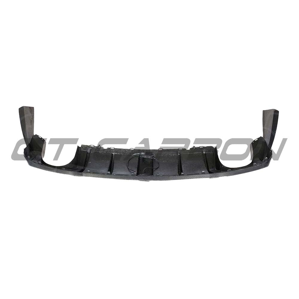 CT Carbon rear carbon diffuser with DTM light for Audi RS3 8V saloon, showcasing sleek aerodynamic design and high-quality finish.