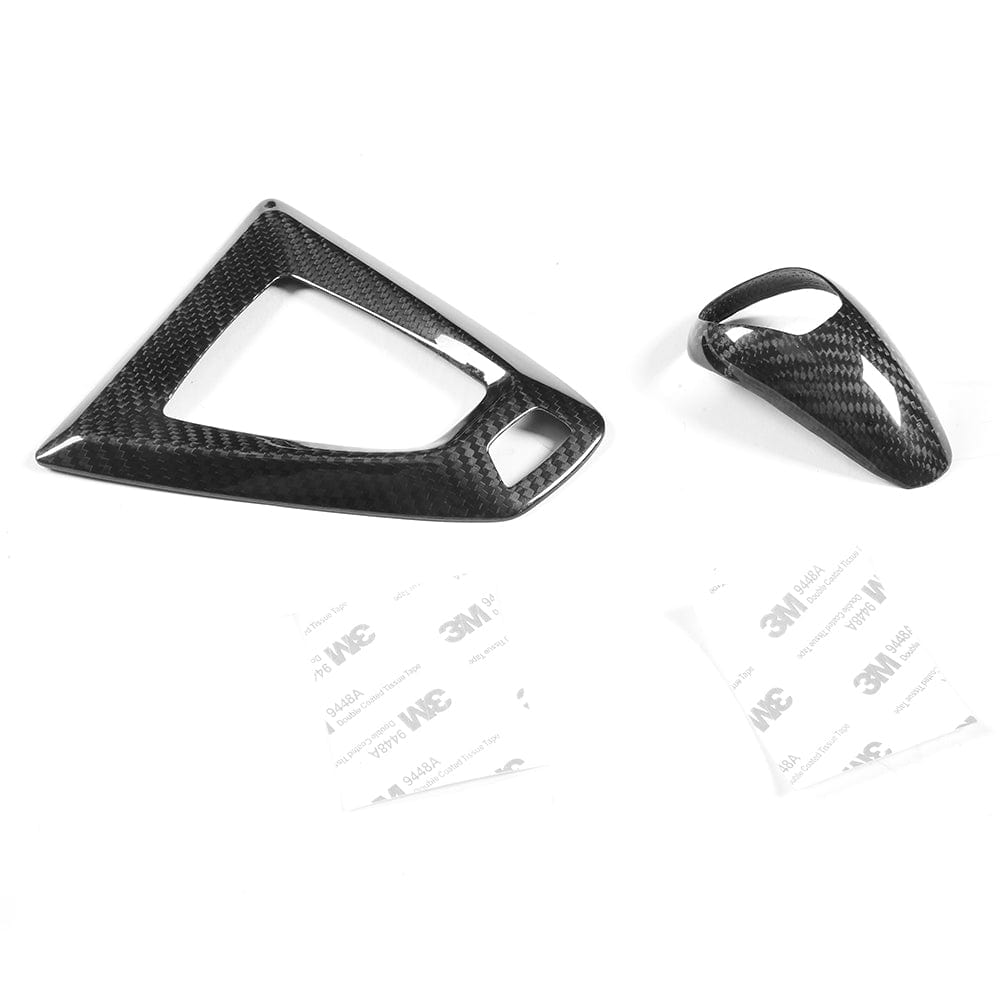 BMW Fxx M Car DCT shifter and surround set by CT Carbon, RHD interior accessories with carbon fiber finish.