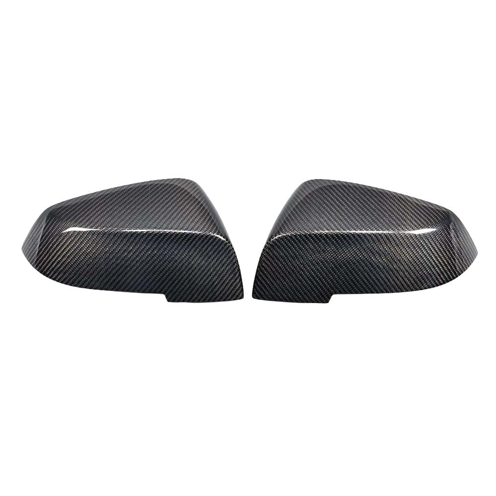 BMW Fxx Series carbon mirror replacement by CT Carbon, OE-style side mirrors for 1, 2, 3, and 4 Series shown from a side view.