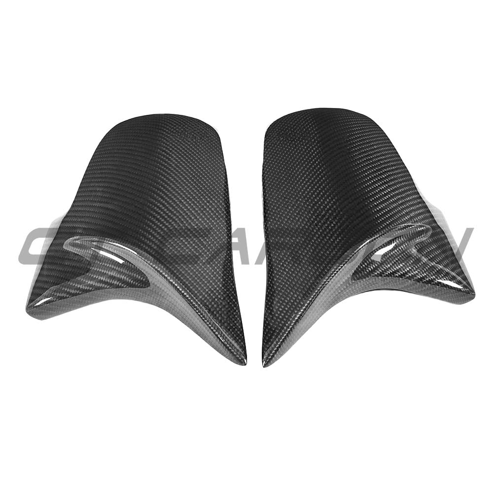 BMW Fxx Series carbon fiber side mirrors by CT Carbon, featuring sleek black finish and aerodynamic design.