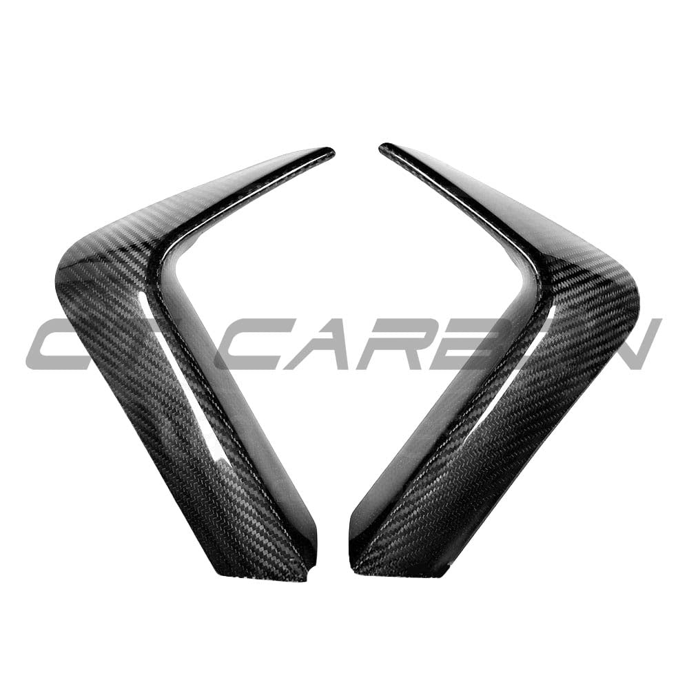 BMW M3 M4 F80 F82 F83 Carbon Fiber Rear Bumper Canards by CT Carbon, showing sleek aerodynamic aerodynamic rear canards on the car.