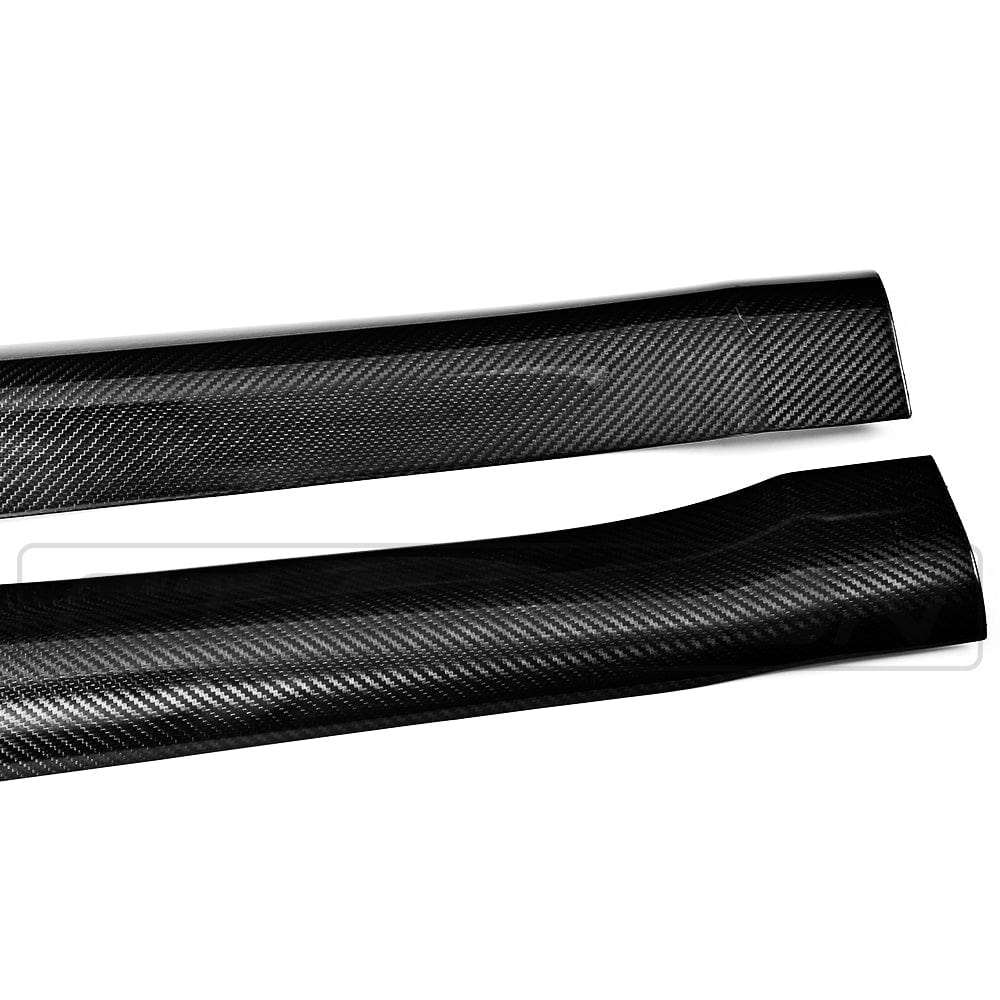 BMW F15 F85 X5 X5M carbon fibre side skirts by CT Carbon, sleek and aerodynamic, installed on side of vehicle.