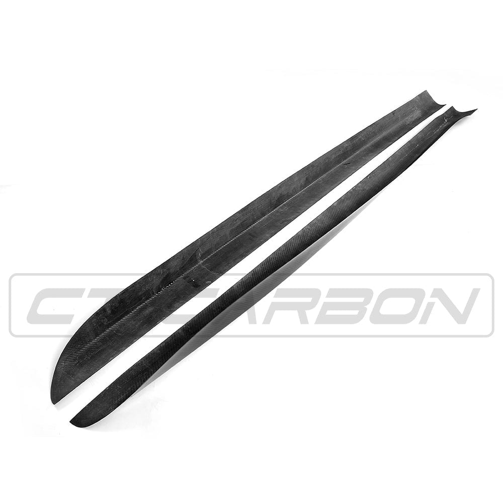 BMW F15 F85 X5 X5M carbon fibre side skirts by CT Carbon, showing sleek, aerodynamic design for enhanced vehicle style.