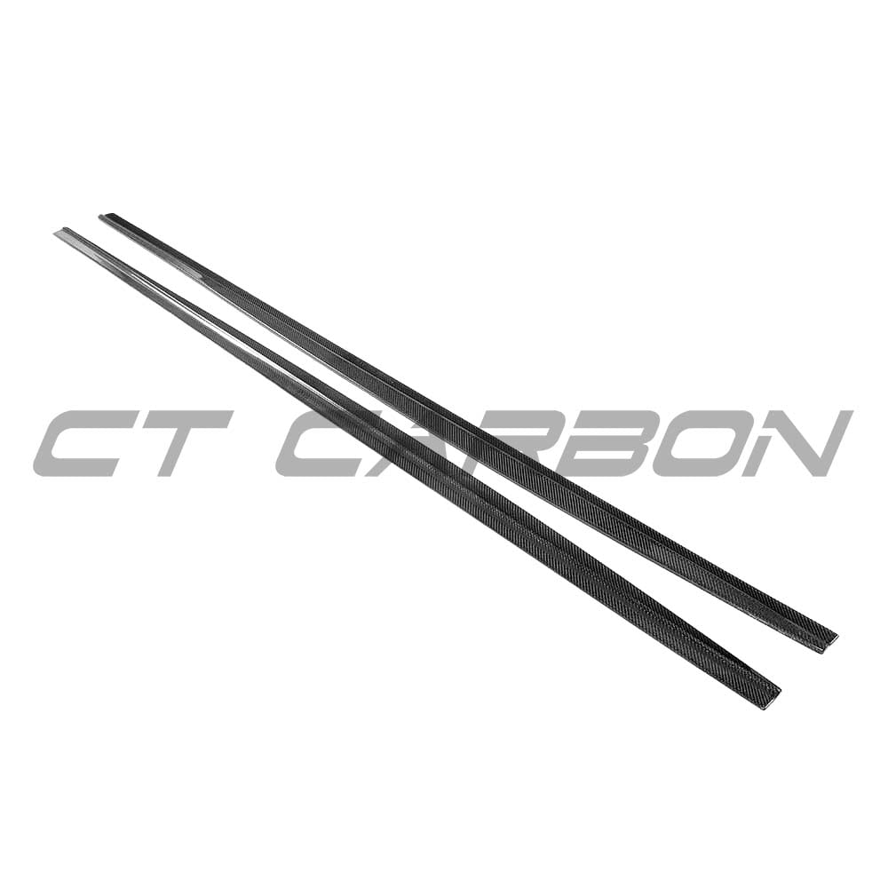BMW G30 5 Series carbon fibre side skirts kit by CT Carbon, featuring sleek MP-style side skirts for a sporty look.