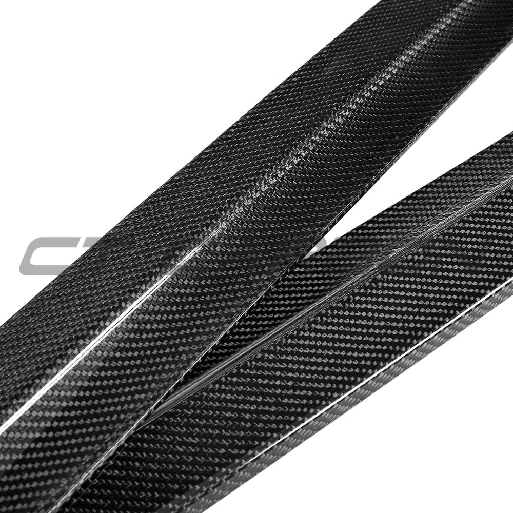 BMW G30 5 Series carbon fiber side skirts by CT Carbon, V8 kit, designed for 2016-2023 models, featuring sleek MP style.