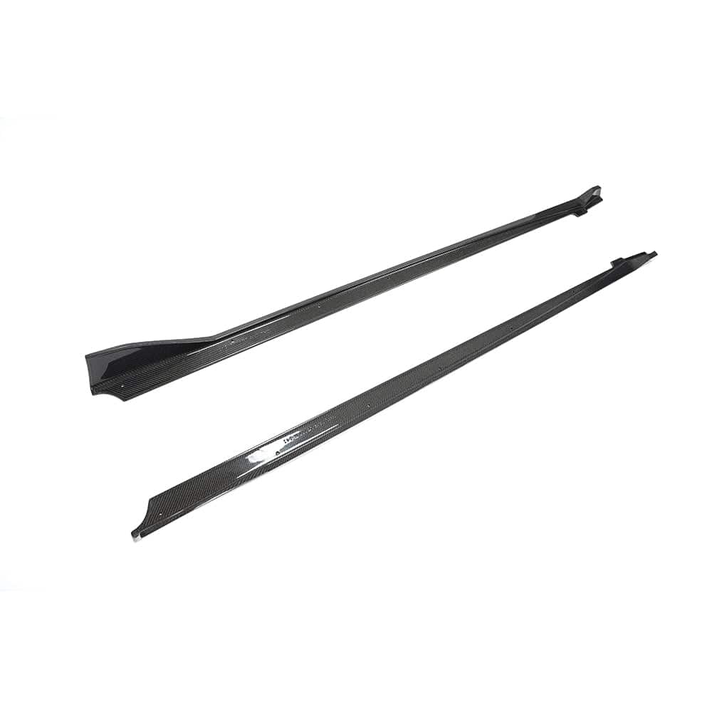Carbon fibre side skirts for Toyota Supra A90 by CT Carbon, showcasing sleek, lightweight vehicle side enhancement.