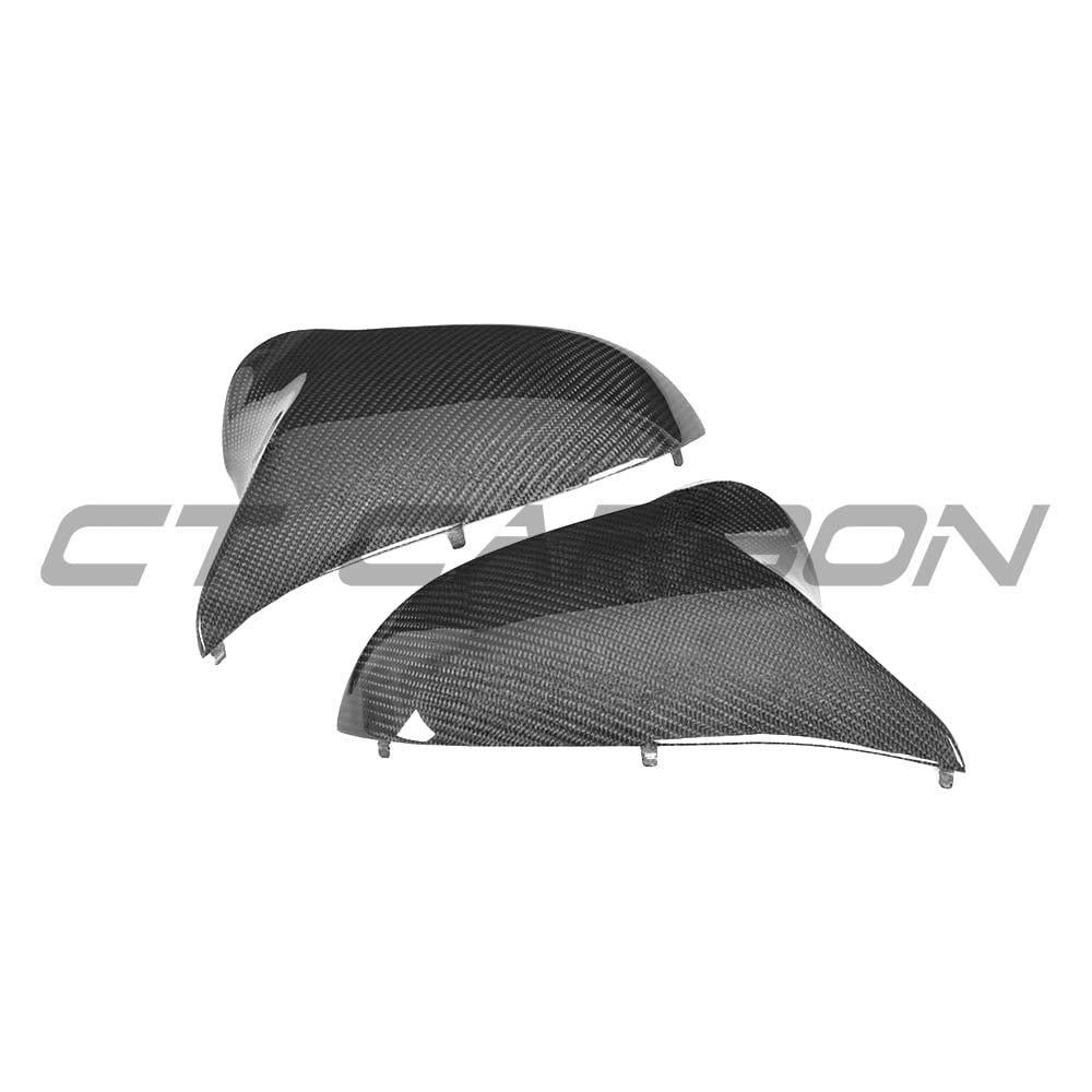BMW F80/F82/F83/F87 M2C M3 M4 Carbon Fibre Side Mirrors by CT Carbon, RHD only, detailed view of lightweight carbon fiber mirrors
