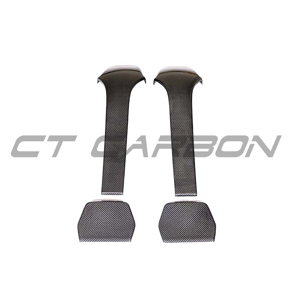 BMW M2C, M3, M4 carbon fibre seat back accessory by CT Carbon, showing the lightweight, textured carbon fibre surface.