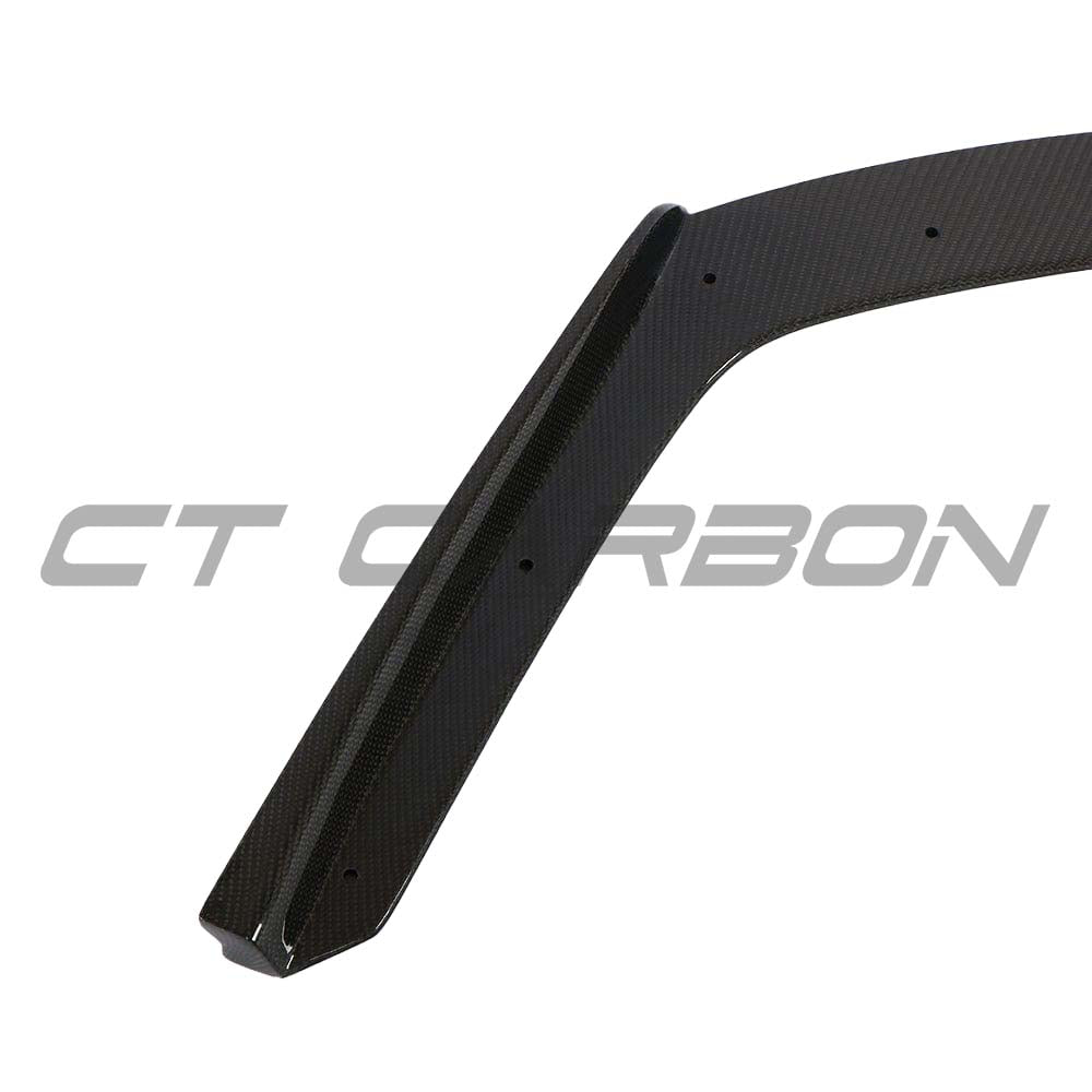 BMW M3 M4 F80 F82 F83 carbon fiber rear bumper corners by CT Carbon, showing lightweight, textured carbon fiber accessories.