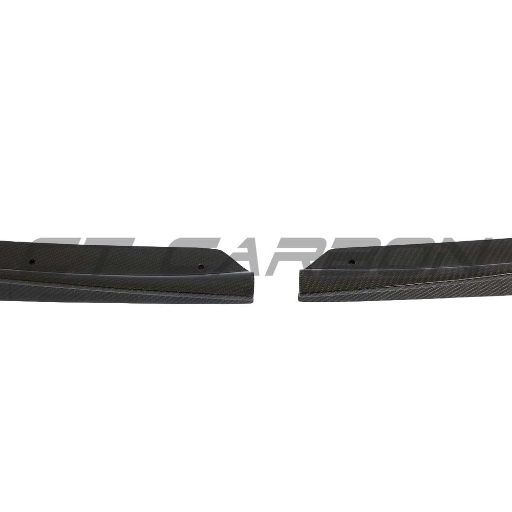 BMW M3 M4 F80 F82 F83 carbon fiber rear bumper corners by CT Carbon, showing sleek, lightweight aerodynamic accessories.