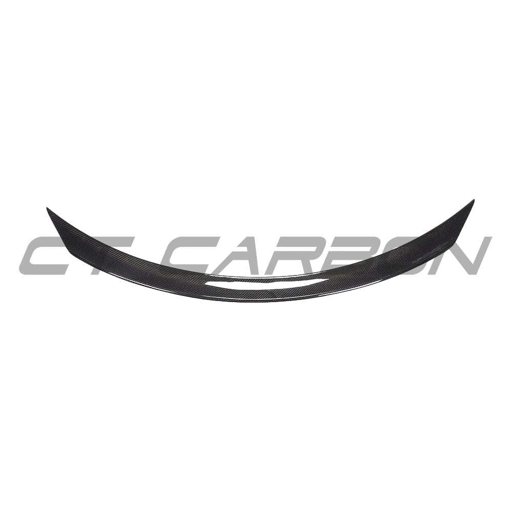 CT Carbon full carbon fiber kit for Mercedes C-Class W205 Coupe, including spoiler and body accents, showcasing sleek carbon fiber finish.