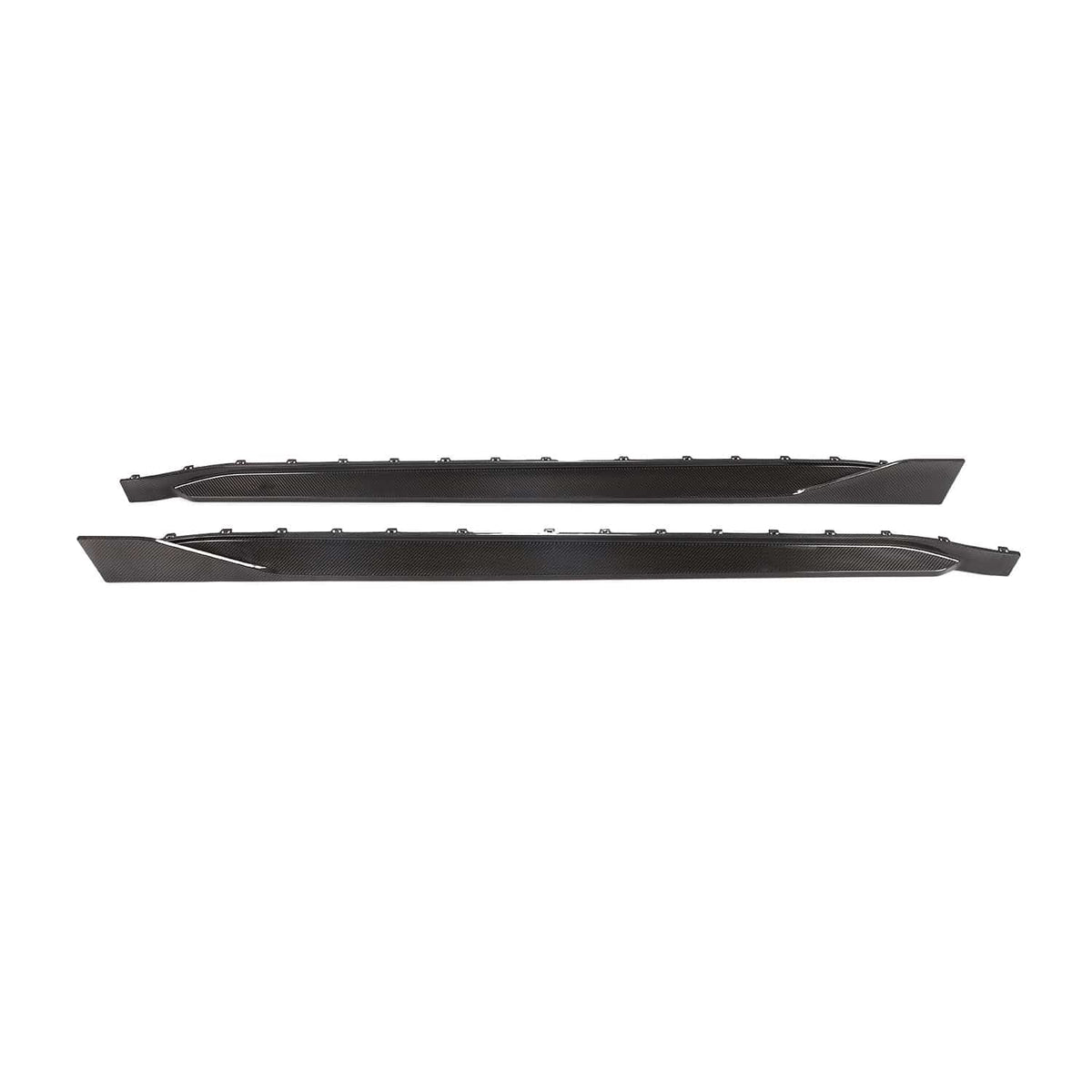 BMW M3 G80 G81 carbon fibre side skirts by CT Carbon, showcasing sleek, lightweight automotive body kit enhancement.