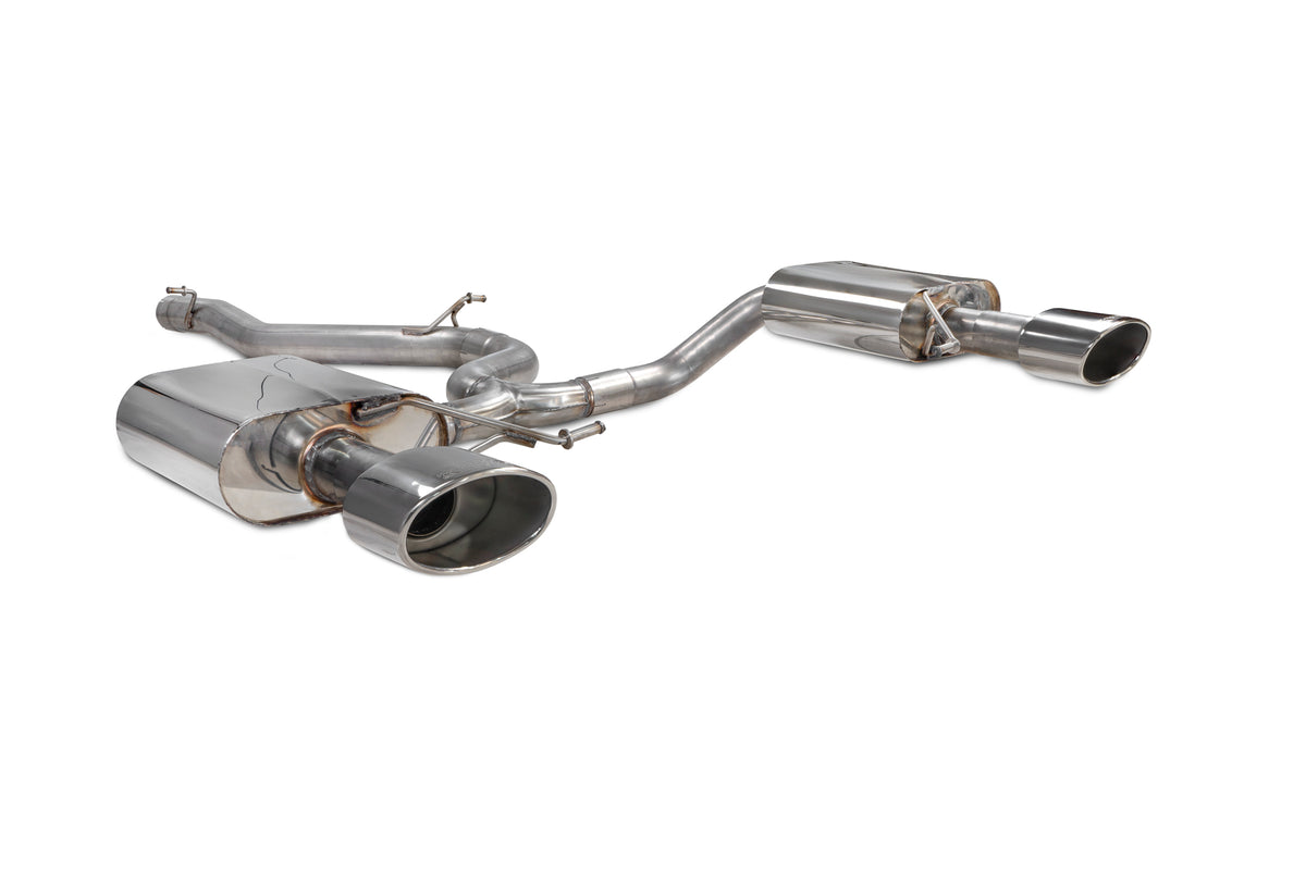 Scorpion Exhausts GPF-Back Exhaust System for Seat Leon Cupra ST 300 4Drive, showing the non-resonated design and polished metal finish.