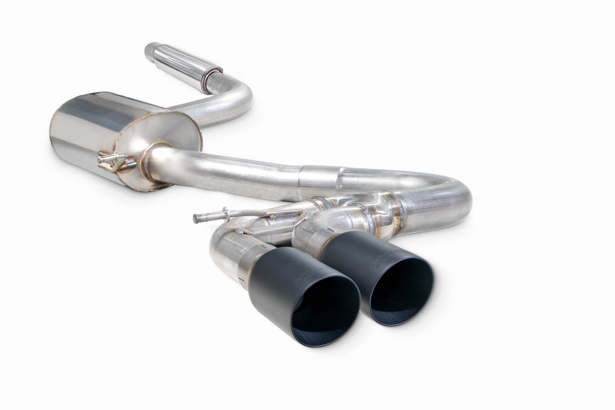Scorpion Volkswagen Golf Mk7.5 1.5 TSI resonated cat-back exhaust system with chrome tips and dual outlet design.