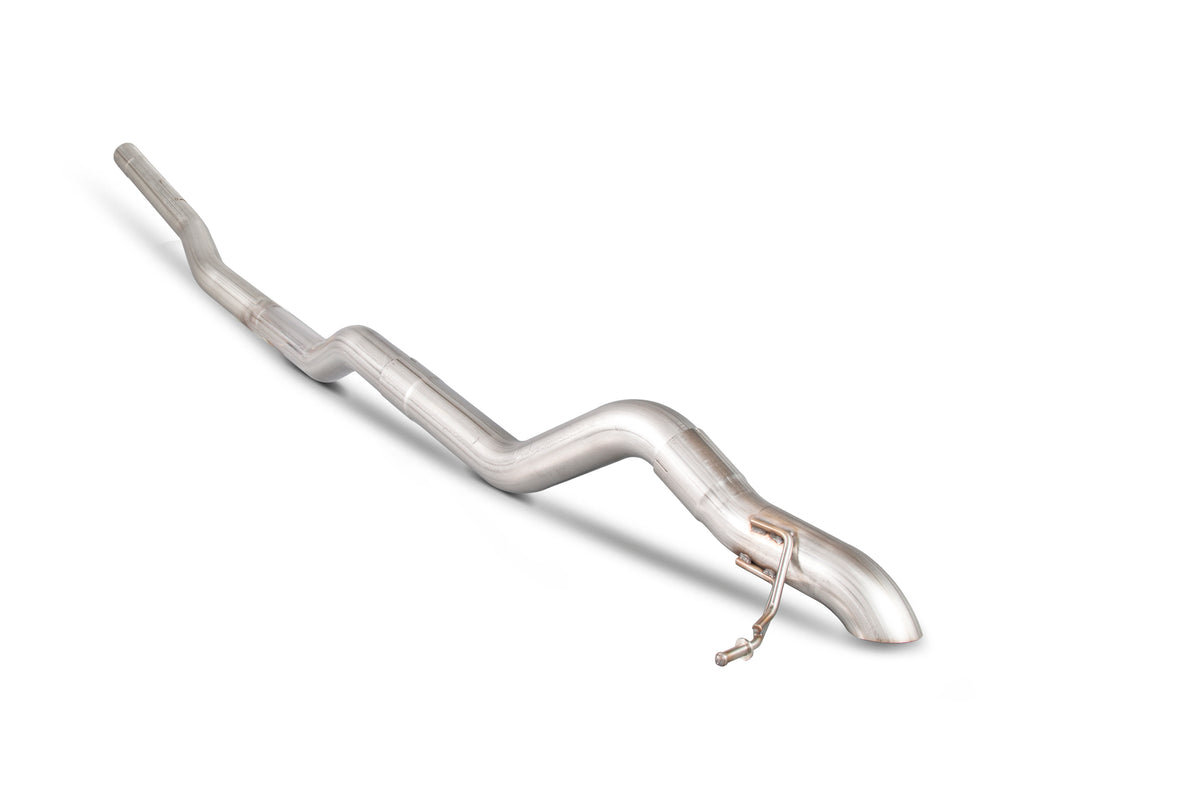 Scorpion DPF-Back Exhaust System for Volkswagen Transporter T5 and T6 models, showing the exhaust pipe and muffler.