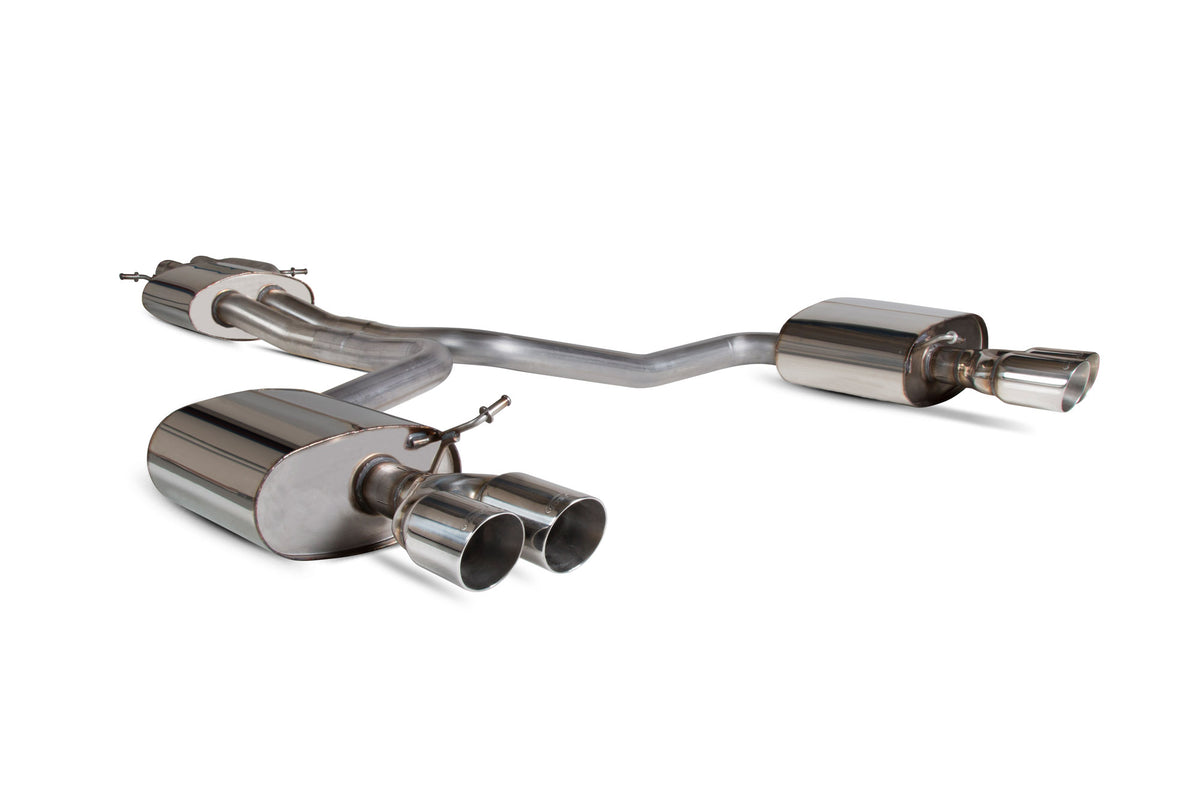 Scorpion Audi S4 B8/8.5 3.0 TFSI V6 quattro resonated half exhaust system for sedan, saloon, and Avant models.